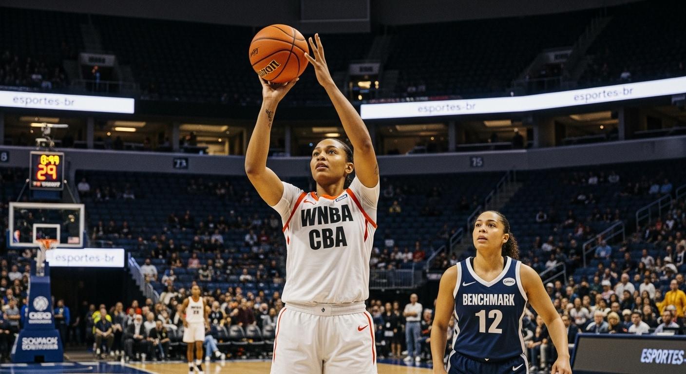 Editorial image showing a graphic about WNBA pay and potential pay equity across women's leagues.