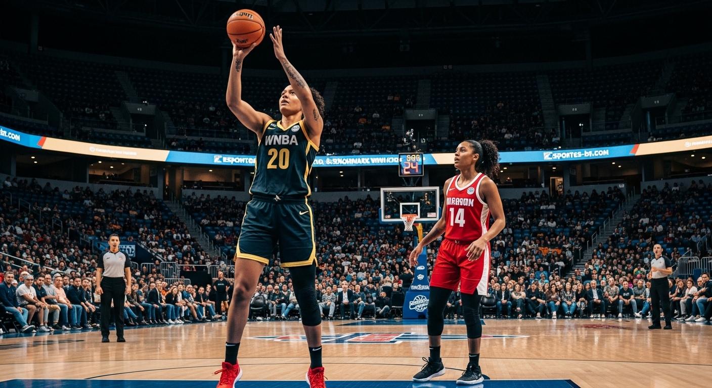 Female basketball players in action on the court with financial growth symbols