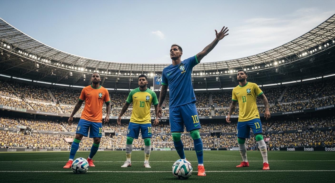 Brazilian football jerseys in green-yellow colors.