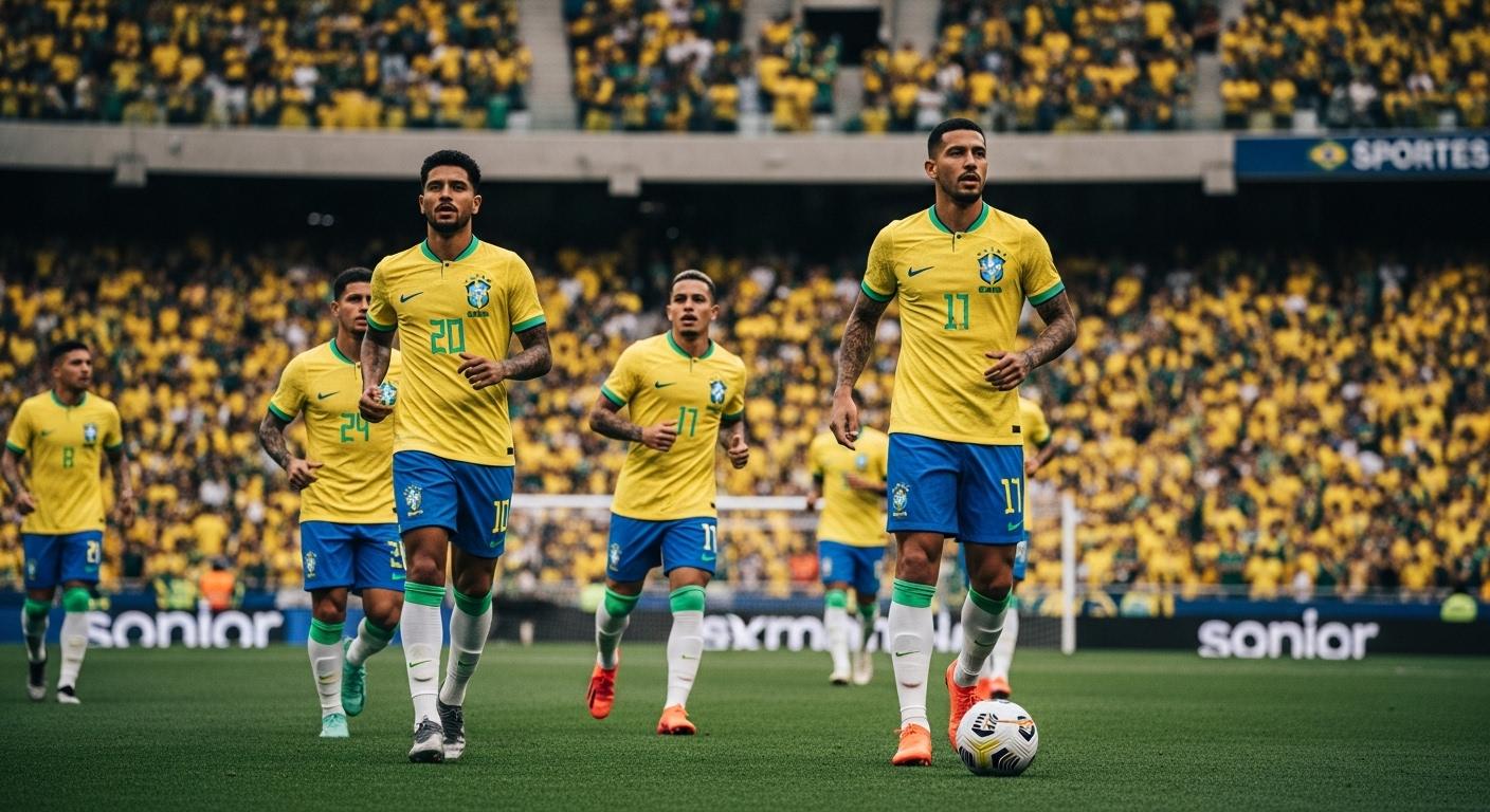 Brazilian football shirts lineup featuring Icon Sports branding and national colors