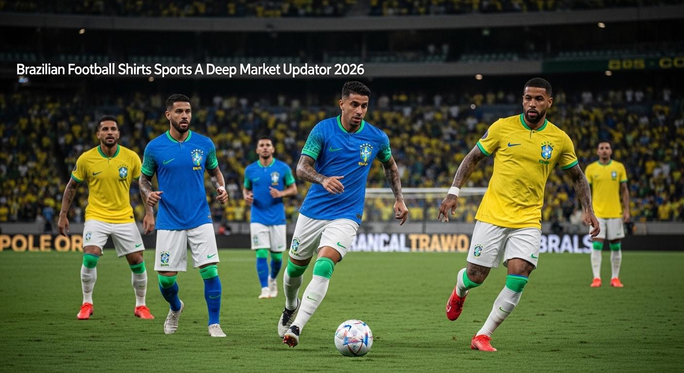 Brazilian football shirts by Icon Sports in vibrant yellow-green kit displayed in a stadium setting