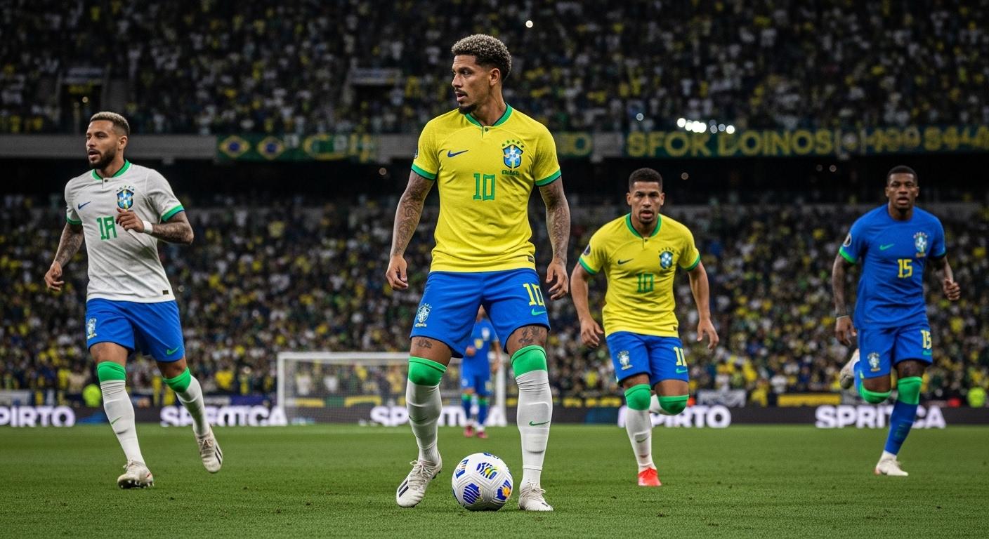 Brazilian football shirts on display with green-yellow designs and Icon Sports branding.