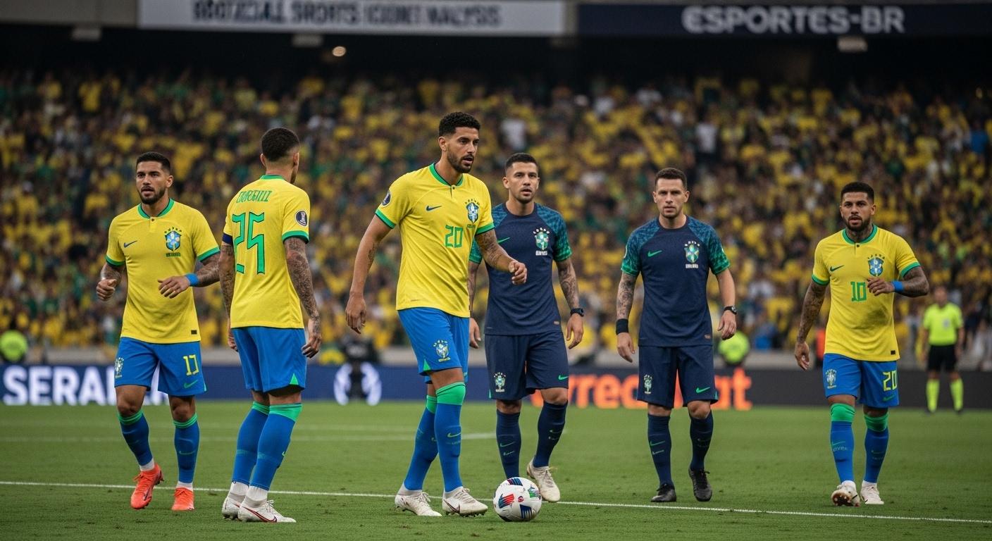 Editorial shot of a Brazil football shirt with Icon Sports branding against a stadium background