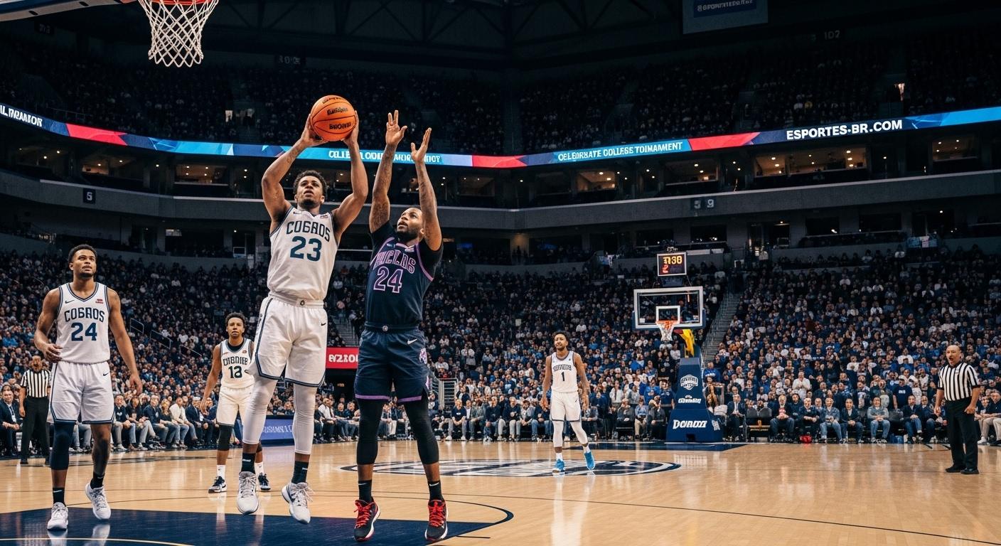 Brazilian fans watching NCAA college basketball tournament in a sports bar with a large screen